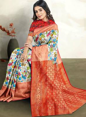 Floral printed zari banarasi saree 3