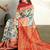 Floral printed zari banarasi saree