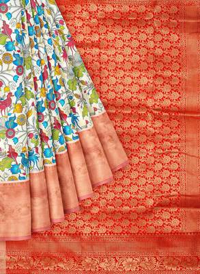 Floral printed zari banarasi saree 4