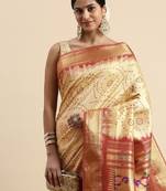 Bandhani zari silk cotton paithani saree
