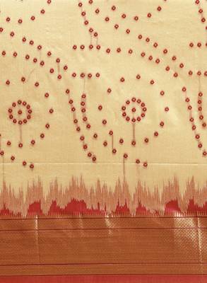 Bandhani zari silk cotton paithani saree 4