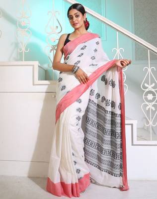Floral woven design pure cotton saree 1