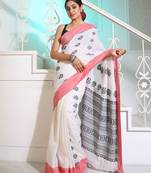 Floral woven design pure cotton saree