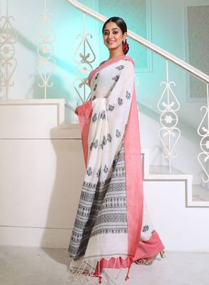 Floral woven design pure cotton saree 2