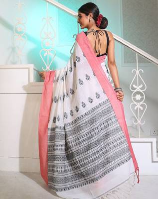 Floral woven design pure cotton saree 3