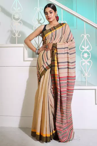 Striped pure cotton saree