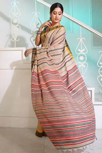 Striped pure cotton saree