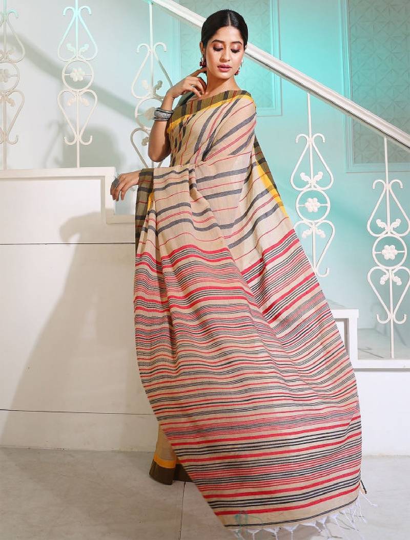Striped pure cotton saree