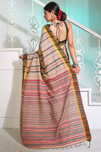 Striped pure cotton saree