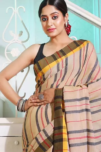Striped pure cotton saree
