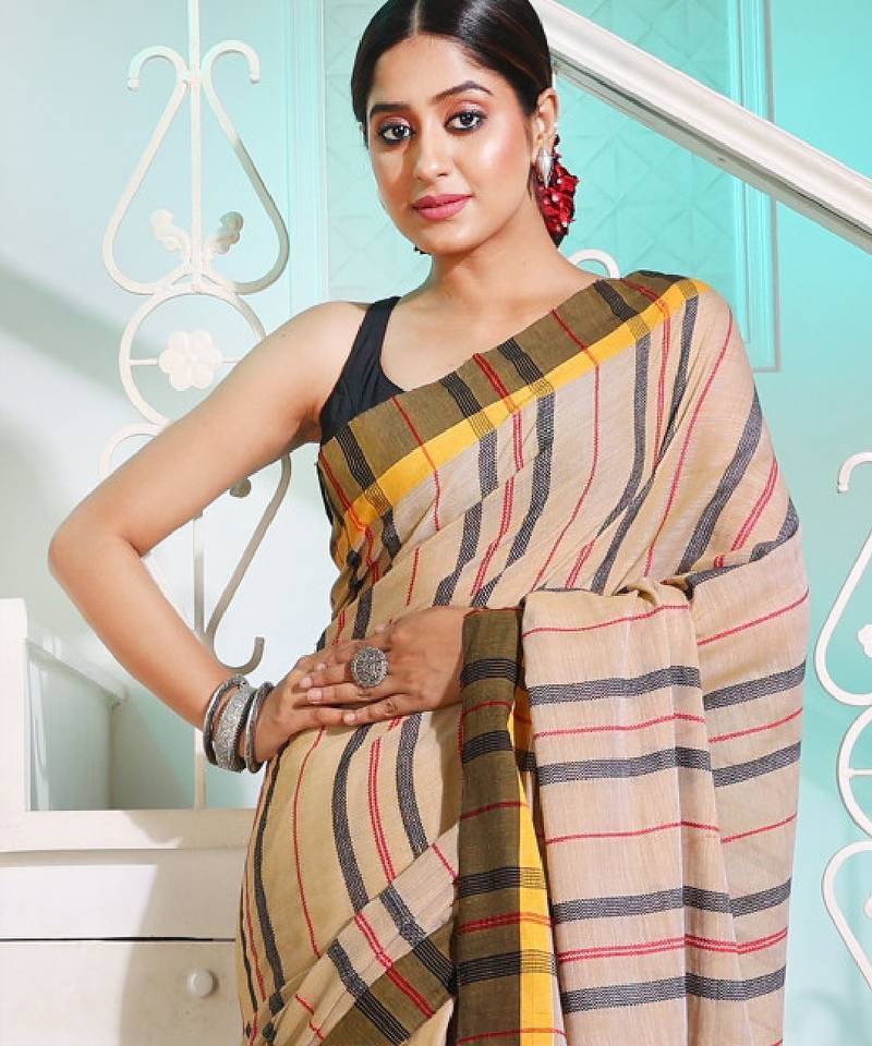 Striped pure cotton saree