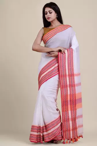 Woven design border saree
