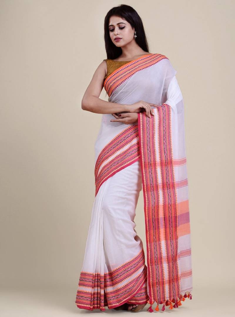 Woven design border saree