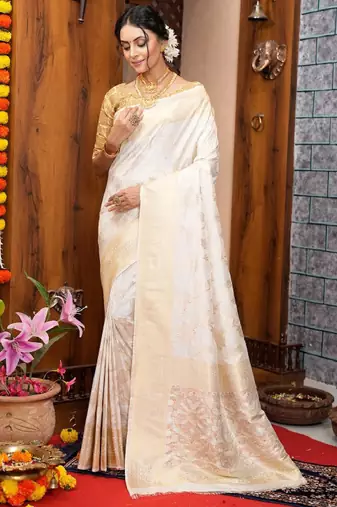 Floral woven design kanjeevaram saree