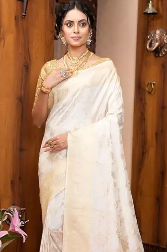 Floral woven design kanjeevaram saree