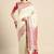 White & pink woven design silk blend banarasi saree