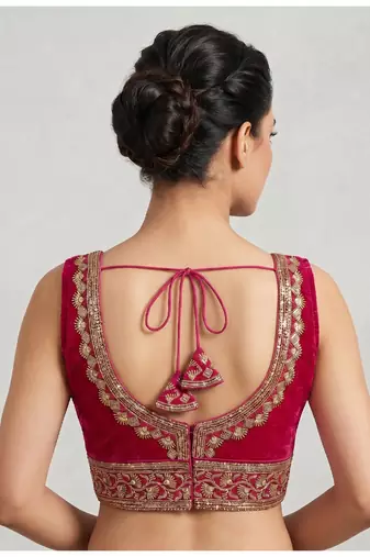 Ranipink roman silk with coading sequence & beads work readymade blouse