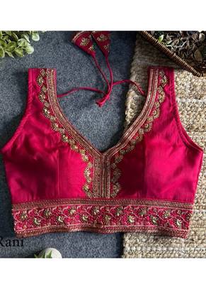 Ranipink roman silk with coading sequence & beads work readymade blouse 3