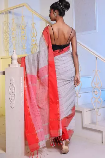 Checked pure cotton saree
