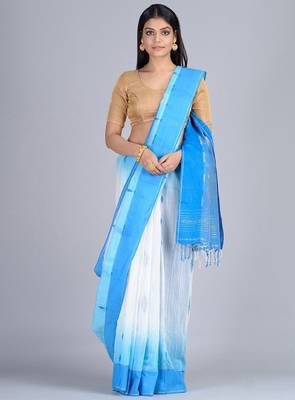 Ethnic motif woven design zari silk cotton saree 1