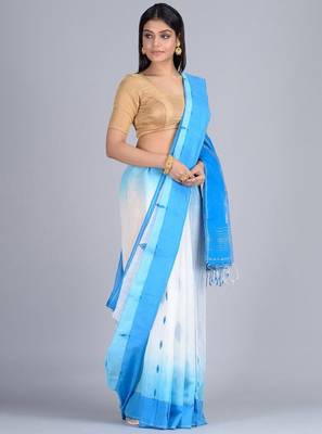 Ethnic motif woven design zari silk cotton saree 2