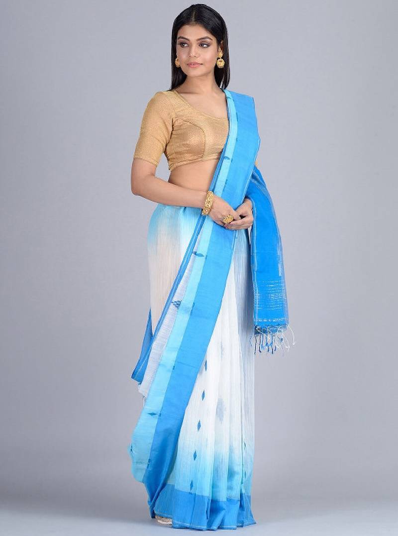 Ethnic motif woven design zari silk cotton saree