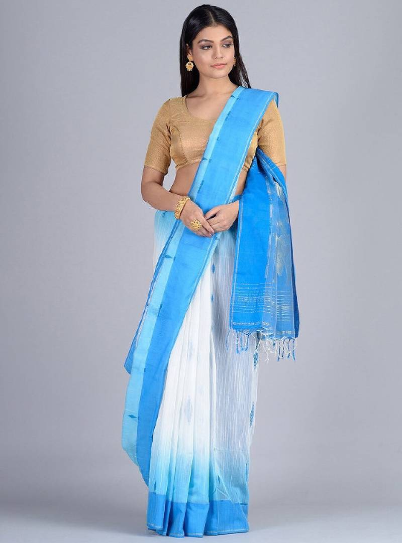 Ethnic motif woven design zari silk cotton saree