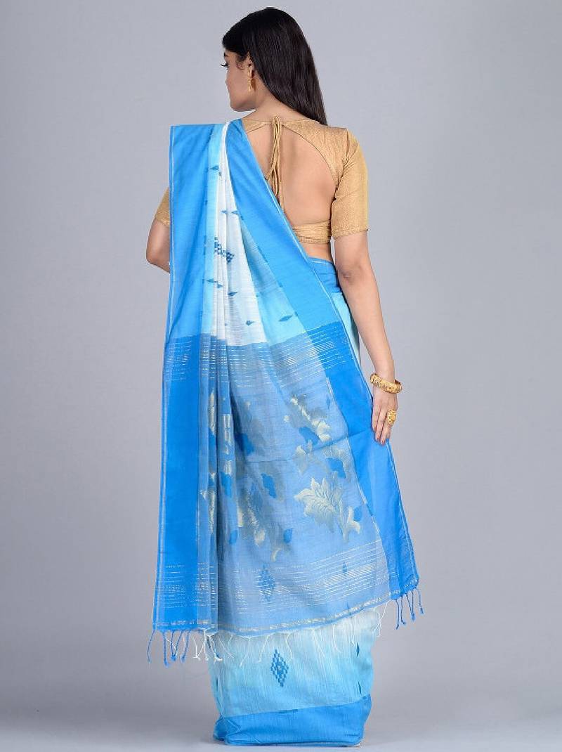 Ethnic motif woven design zari silk cotton saree