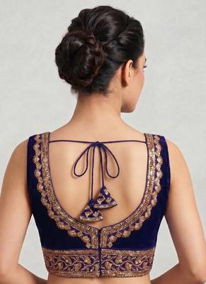Purple roman silk with coading sequence & beads work readymade blouse 2