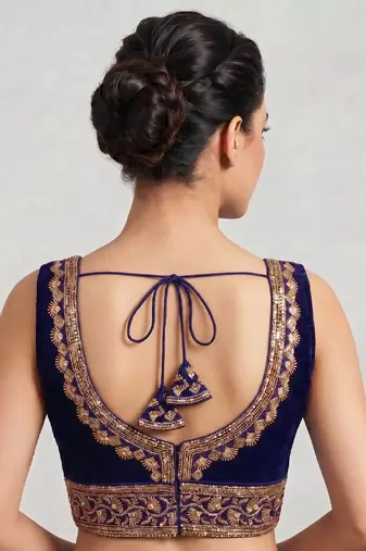 Purple roman silk with coading sequence & beads work readymade blouse