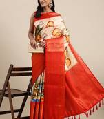 Kalamkari zari art silk banarasi saree