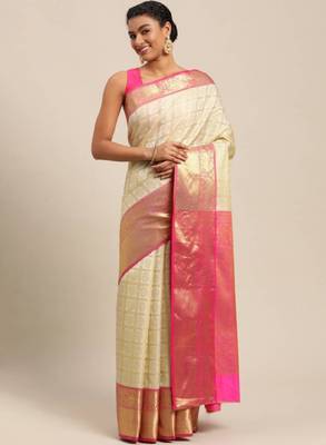 Woven design pure zari heavy work kanjeevaram silk saree 1