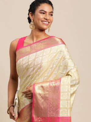 Woven design pure zari heavy work kanjeevaram silk saree 4