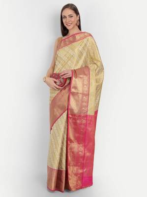 Floral woven design zari kanjeevaram saree 2
