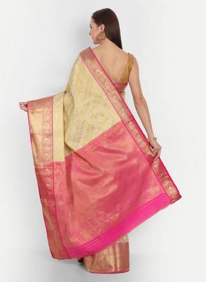 Floral woven design zari kanjeevaram saree 3