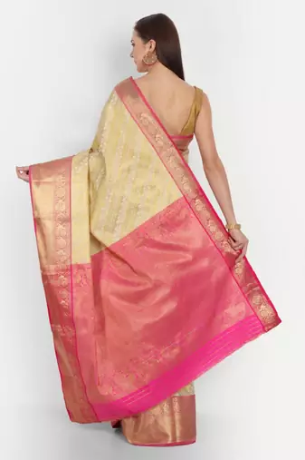 white floral woven zari kanjeevaram saree