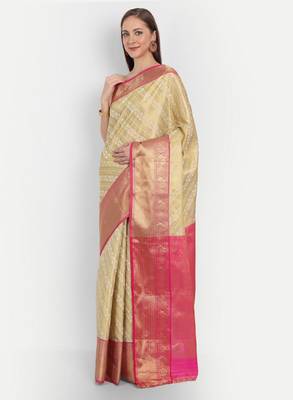 Floral woven design zari kanjeevaram saree 4