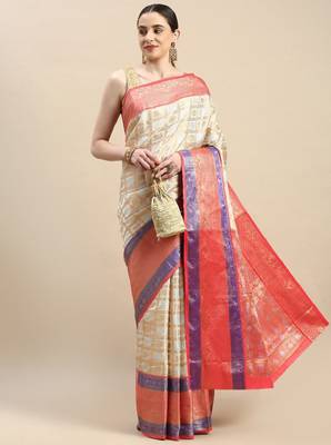Woven design pure zari heavy work kanjeevaram silk saree 1