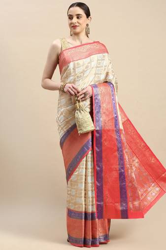 white heavy woven design pure zari kanjeevaram silk saree