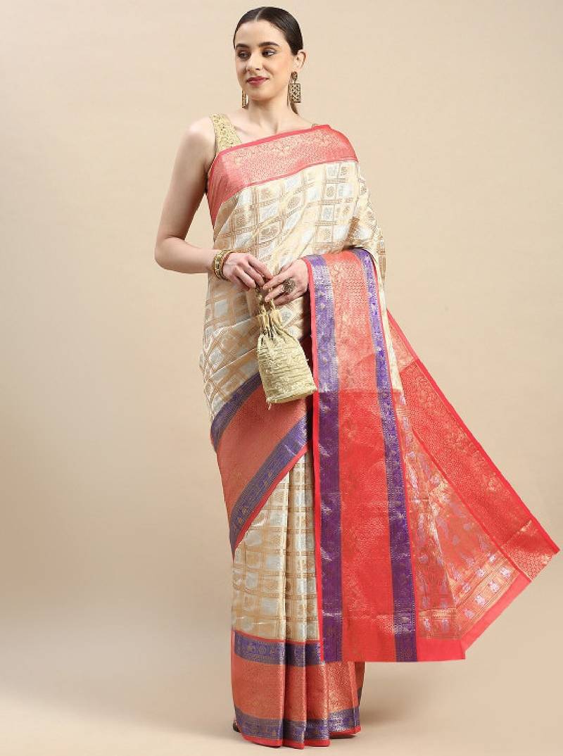 Woven design pure zari heavy work kanjeevaram silk saree