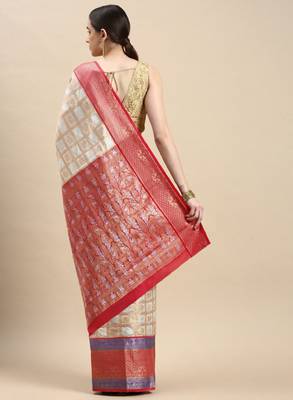 Woven design pure zari heavy work kanjeevaram silk saree 2