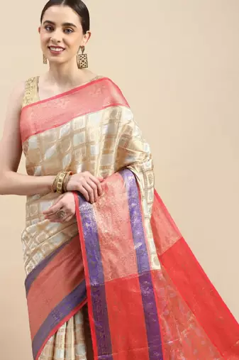 white heavy woven design pure zari kanjeevaram silk saree
