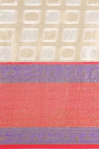 white heavy woven design pure zari kanjeevaram silk saree