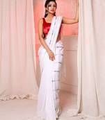 floral embroidered pure cotton saree