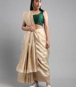 Turquoise floral woven design zari banarasi saree