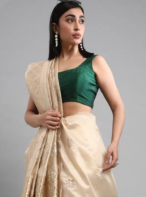 Turquoise floral woven design zari banarasi saree 4