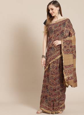 Handloom ajrak printed saree 1