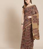 Handloom ajrak printed saree