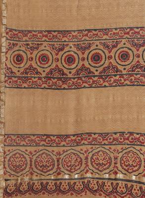 Handloom ajrak printed saree 4