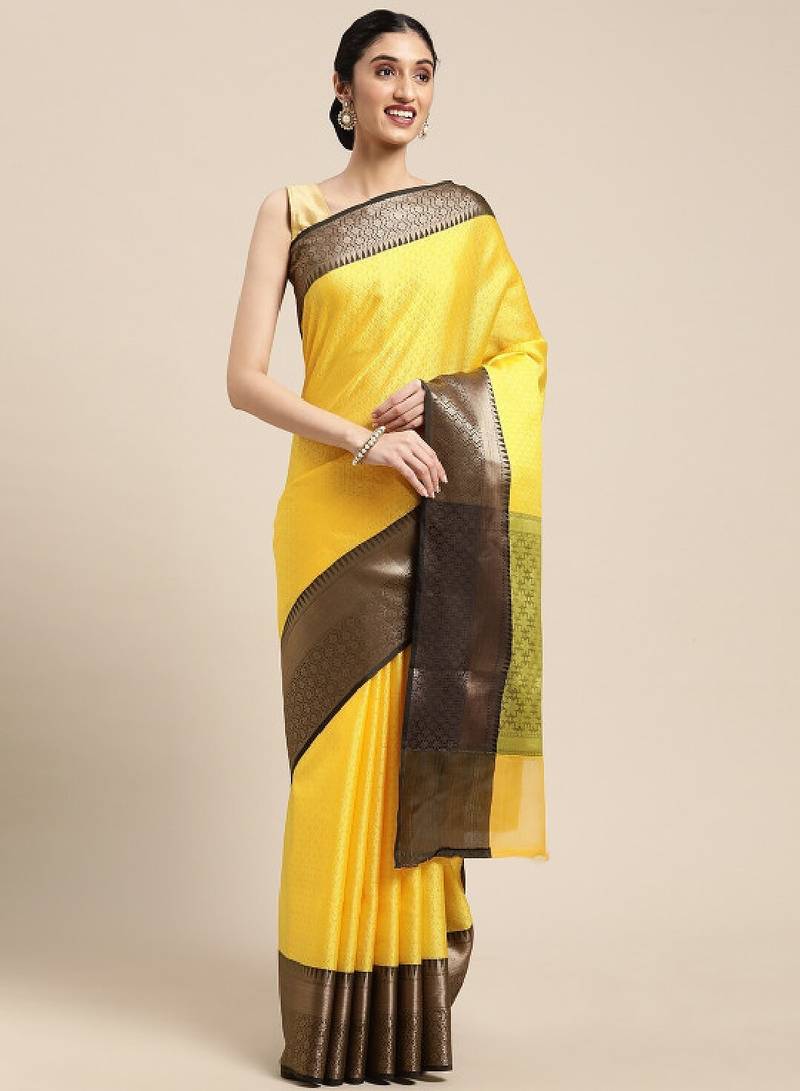 Ethnic motifs woven design zari banarasi saree